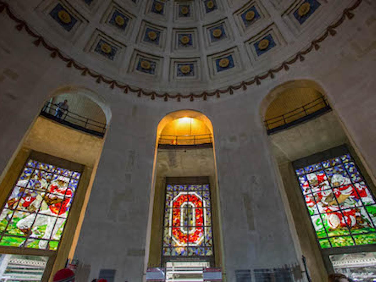 Stained glass in rotunda at Ohio Stadium